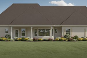 Exterior - Rear Elevation for European House Plan #21-533 - 3 bed, 2.5 bath