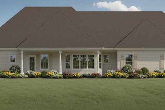 Exterior - Rear Elevation for European House Plan #21-533 - 3 bed, 2.5 bath