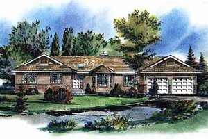 Ranch Exterior - Front Elevation Plan #18-156