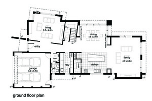 Modern style House plan, main level floor plan