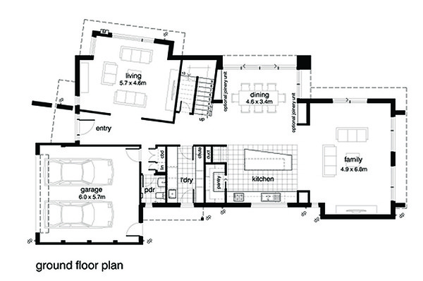 Modern style House plan, main level floor plan
