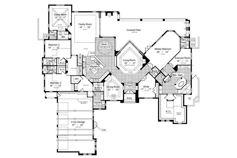 Architectural House Design - Floor Plan - Main Floor for European House Plan #417-447 - 5 bed, 6.5 bath