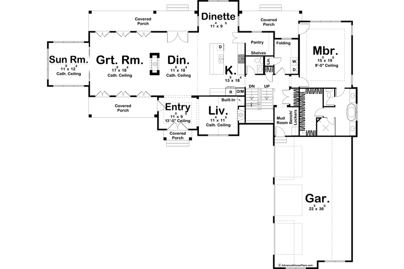 House Design - Floor Plan - Main Floor for Farmhouse House Plan #455-263 - 4 bed, 3.5 bath