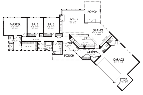 Floor Plan - Main Floor for Contemporary House Plan #48-698 - 3 bed, 2.5 bath