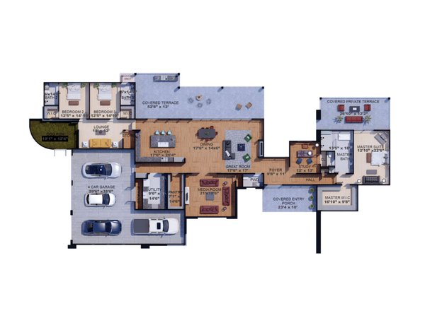 House Blueprint - Contemporary Floor Plan - Main Floor Plan #1110-19