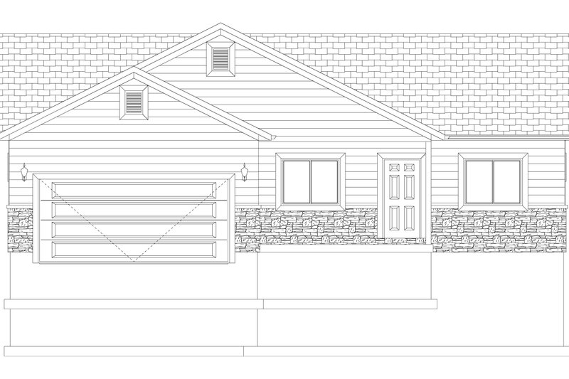House Blueprint - Exterior - Front Elevation 6 for Ranch House Plan #1060-192 - 3 bed, 2 bath