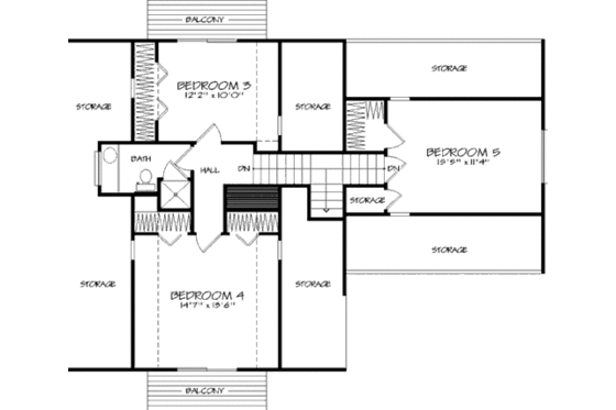 Floor Plan - Upper Floor for Cabin House Plan #320-297 - 5 bed, 2 bath