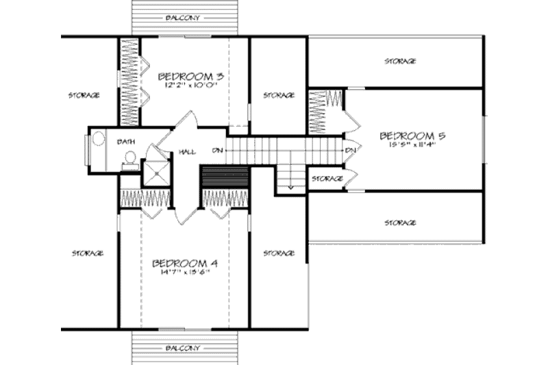 Architectural House Design - Floor Plan - Upper Floor for Cabin House Plan #320-297 - 5 bed, 2 bath
