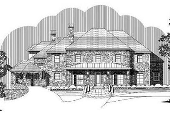 Exterior - Front Elevation for European House Plan #411-777 - 4 bed, 5.5 bath