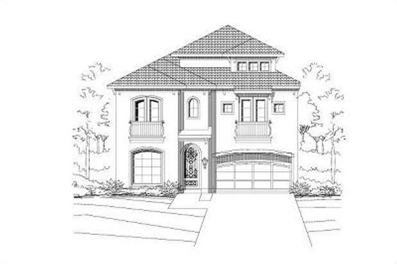 Exterior - Front Elevation for Mediterranean House Plan #411-532 - 4 bed, 3.5 bath