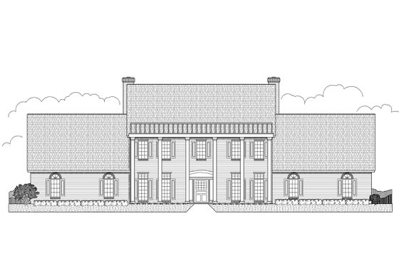Exterior - Front Elevation for Southern House Plan #65-169 - 5 bed, 5 bath