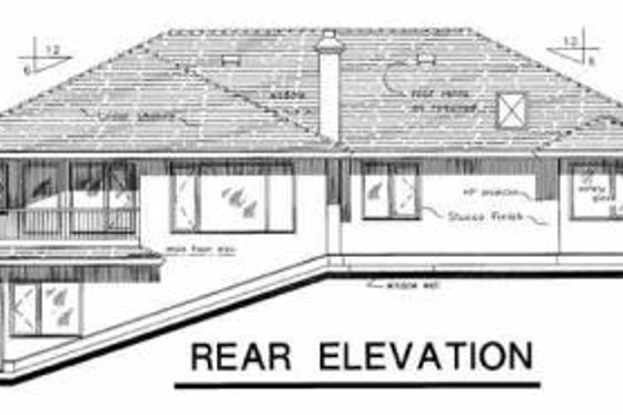 Exterior - Rear Elevation for European House Plan #18-9129 - 3 bed, 2 bath