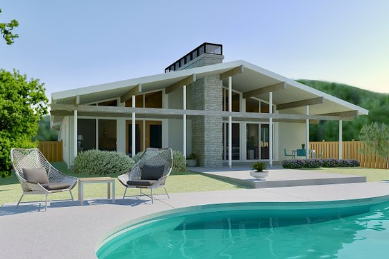 Mid-Century Modern House Plan for Narrow Lot