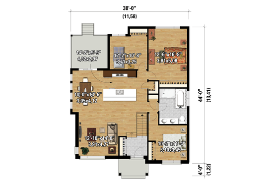 Floor Plan - Main Floor 1 for Contemporary House Plan #25-4464 - 3 bed, 1 bath