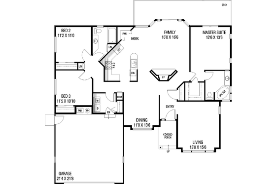 Floor Plan - Main Floor for Traditional House Plan #60-139 - 3 bed, 2 bath