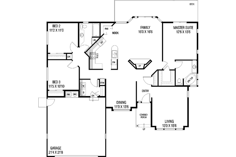 House Plan Design - Floor Plan - Main Floor for Traditional House Plan #60-139 - 3 bed, 2 bath