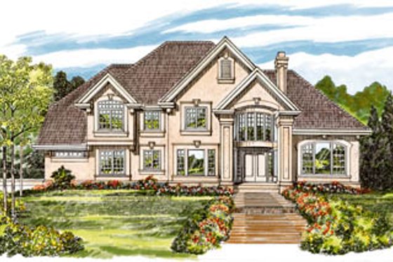 Exterior - Front Elevation for European House Plan #47-480 - 4 bed, 5 bath