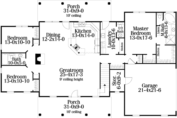 Cottage Floor Plan - Main Floor Plan #406-124