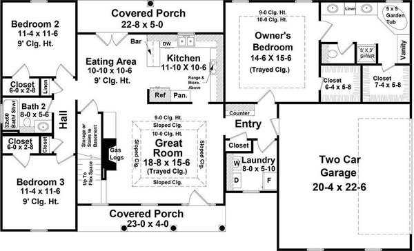 House Blueprint - Ranch Floor Plan - Main Floor Plan #21-469