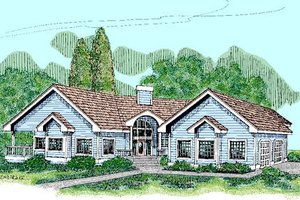 Cottage Exterior - Front Elevation Plan #60-234