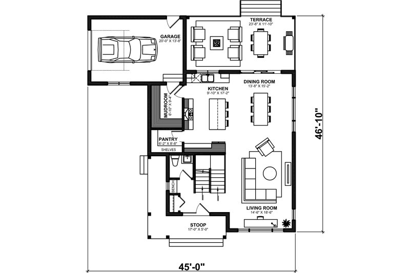 Dream House Plan - Floor Plan - Main Floor for Farmhouse House Plan #23-2771 - 3 bed, 2.5 bath