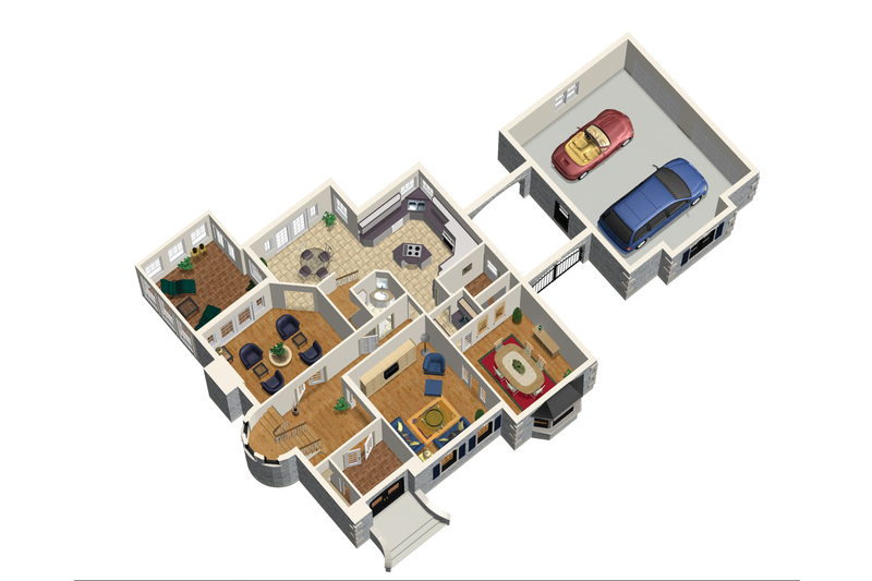 House Blueprint - Floor Plan - Main Floor 1 for European House Plan #25-4707 - 3 bed, 2 bath