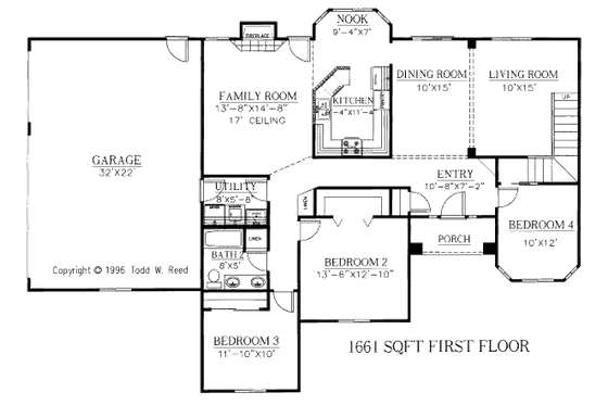 Floor Plan - Main Floor for Country House Plan #437-32 - 4 bed, 2 bath