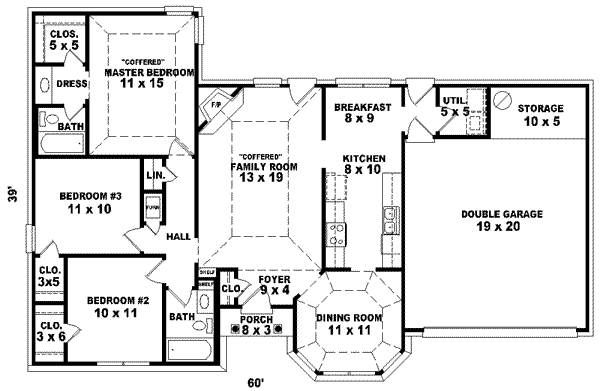 Floor Plan - Main Floor for Traditional House Plan #81-1432 - 3 bed, 2 bath