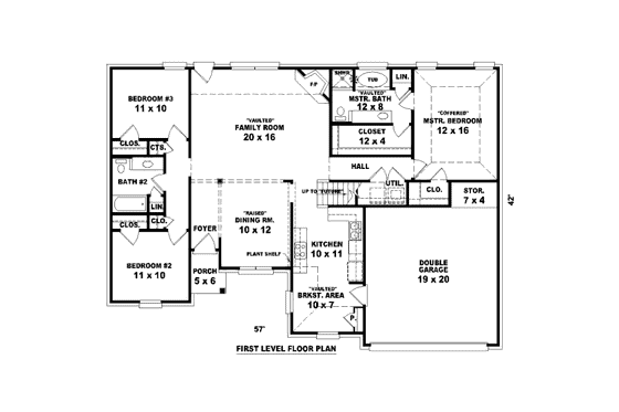 Floor Plan - Main Floor for Traditional House Plan #81-13690 - 3 bed, 2 bath