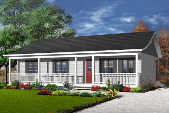 Exterior - Front Elevation 4 for Ranch House Plan #23-857 - 3 bed, 1 bath