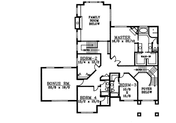 European Floor Plan - Upper Floor Plan #94-209