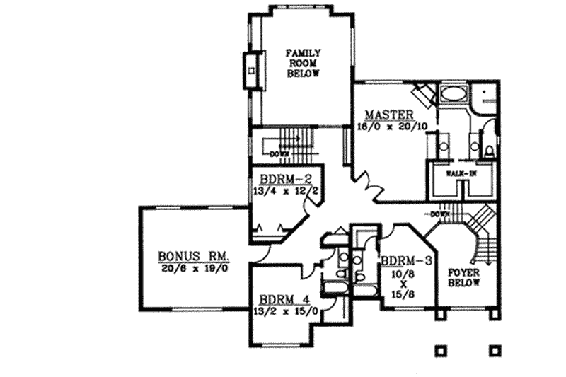 Home Plan - Floor Plan - Upper Floor for European House Plan #94-209 - 4 bed, 3.5 bath