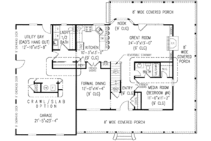 Floor Plan - Main Floor for Farmhouse House Plan #11-204 - 4 bed, 3.5 bath