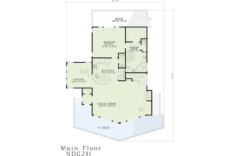House Blueprint - Floor Plan - Main Floor for Cabin House Plan #17-248 - 3 bed, 2.5 bath