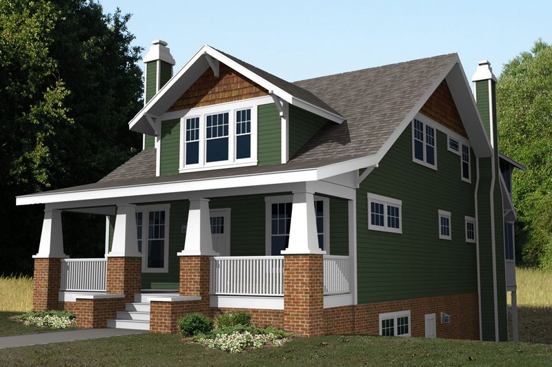House Blueprint - Craftsman Exterior - Front Elevation Plan #461-36