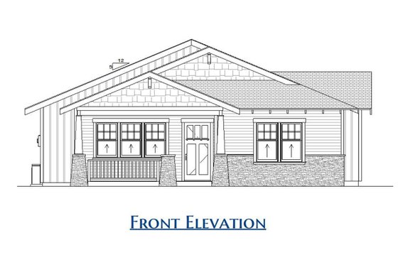 Exterior - Front Elevation 3 for Craftsman House Plan #1099-3 - 3 bed, 2 bath