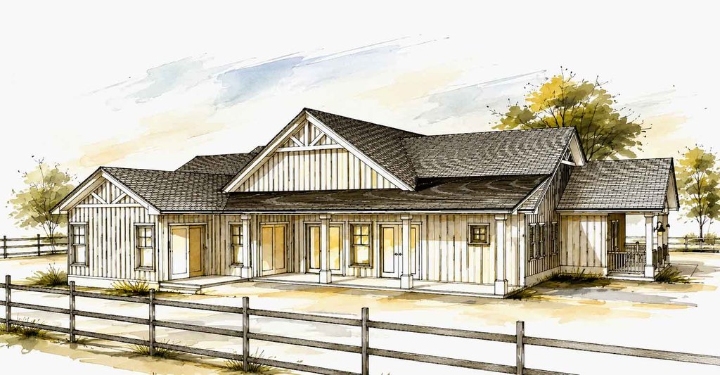 Exterior - Rear Elevation for Farmhouse House Plan #1101-67 - 4 bed, 4.5 bath