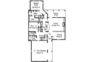 Floor Plan - Main Floor for Southern House Plan #15-277 - 4 bed, 3 bath