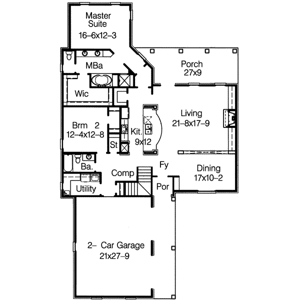 House Blueprint - Southern Floor Plan - Main Floor Plan #15-277