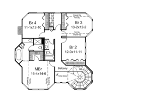 Floor Plan - Upper Floor for Victorian House Plan #57-548 - 4 bed, 2.5 bath