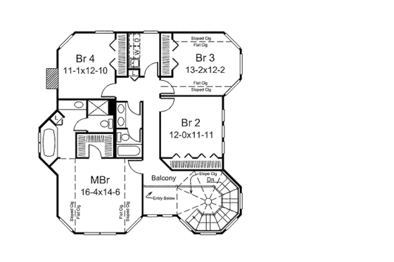Floor Plan - Upper Floor for Victorian House Plan #57-548 - 4 bed, 2.5 bath