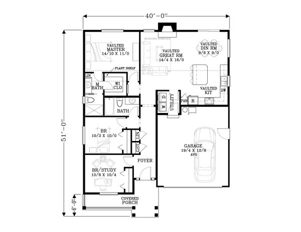 Craftsman Floor Plan - Main Floor Plan #53-616