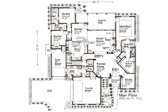 Floor Plan - Main Floor for Tudor House Plan #310-659 - 3 bed, 2.5 bath