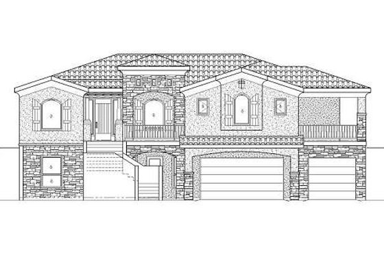 Exterior - Front Elevation for Adobe / Southwestern House Plan #24-280 - 7 bed, 4 bath