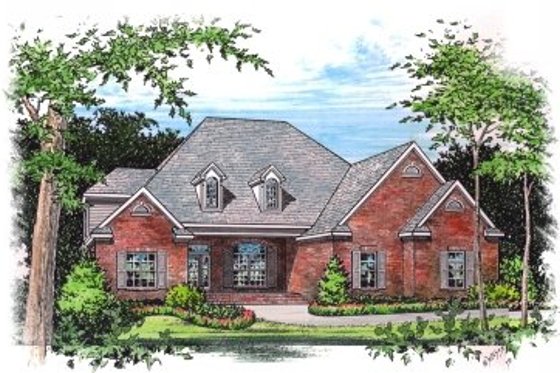 Exterior - Front Elevation for European House Plan #15-258 - 4 bed, 4.5 bath