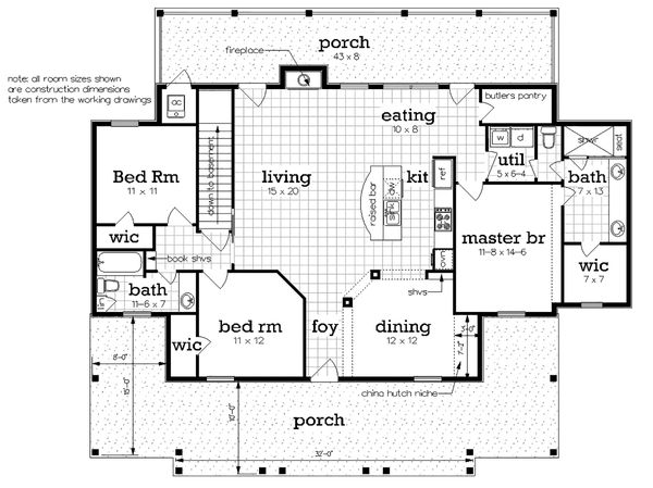 Dream House Plan - Cottage Floor Plan - Main Floor Plan #45-583