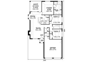 Floor Plan - Main Floor for Traditional House Plan #84-545 - 3 bed, 2 bath