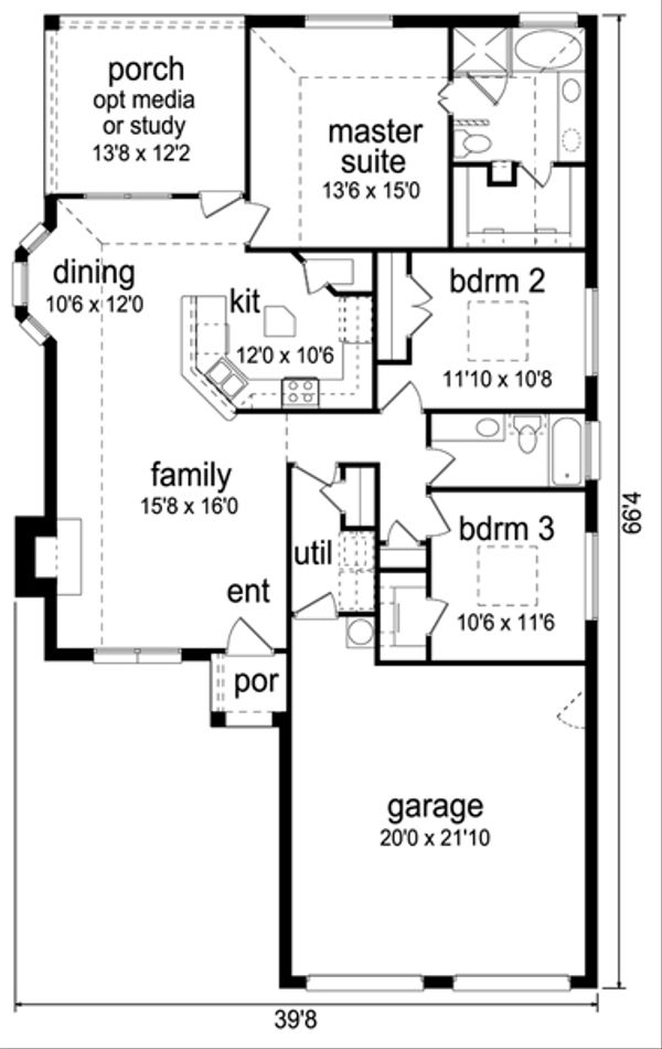 Home Plan - Traditional Floor Plan - Main Floor Plan #84-545