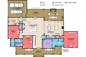 Floor Plan - Main Floor for Farmhouse House Plan #63-430 - 4 bed, 4.5 bath