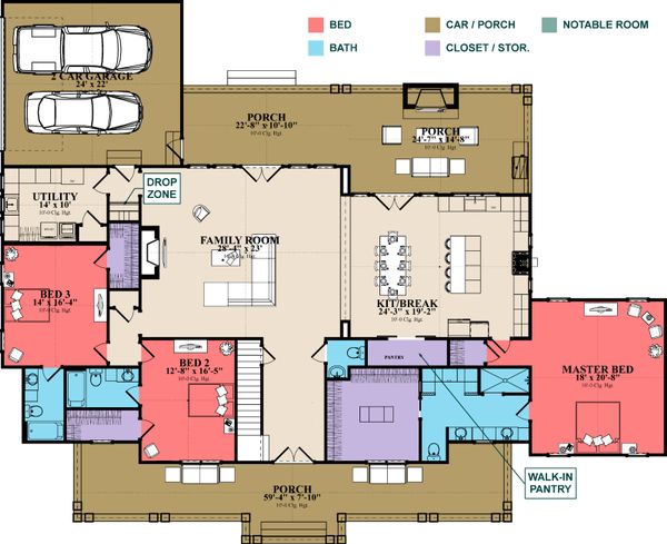 Architectural House Design - Farmhouse Floor Plan - Main Floor Plan #63-430